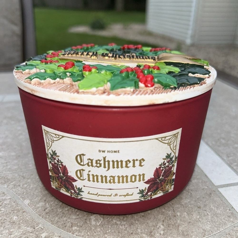 DW Home Cashmere Cinnamon 3 Wick Large Candle 13.4 oz Red Christmas Jar